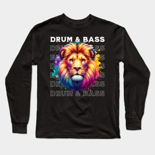 DRUM AND BASS  - Technicolor Lion (White) Long Sleeve T-Shirt